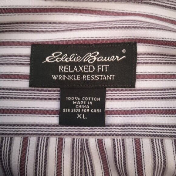 Eddie Bauer Relaxed Fit Mens Size XL Wrinkle Resistant Striped Shirt - Picture 3 of 12